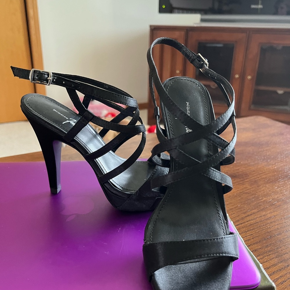 Jacqueline Ferrar Black Strappy Heels